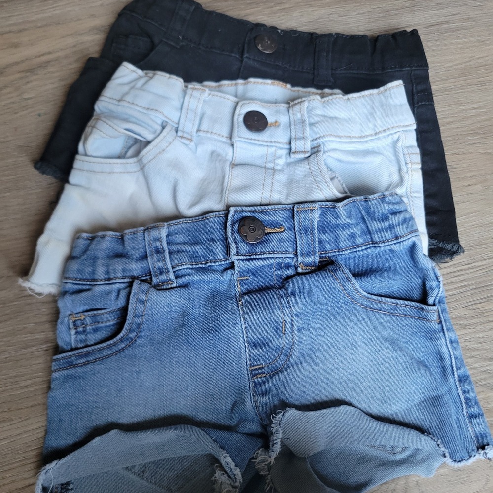 Garanimals Denim Shorts Toddler Girls 3T Blue Black 3PK Raw Hem GTGS49705 Bundle